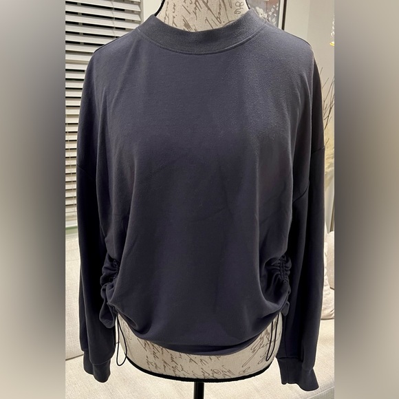 Sincerly Jules Sweaters - Sincerely Jules Drawstring Ruched Sides Crewneck Grey Large Sweater